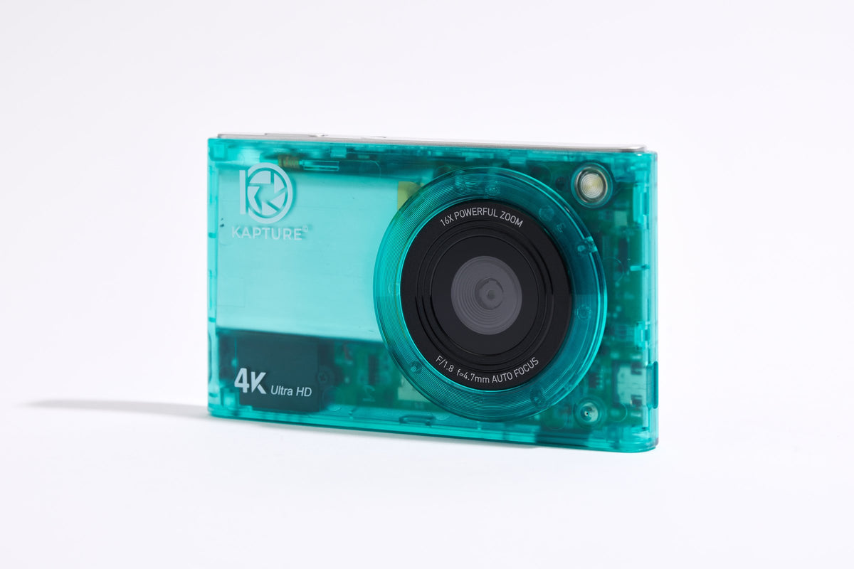 PiX Pocket Camera in Green, angled view