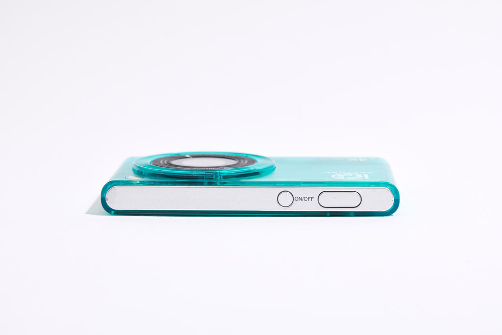 PiX Pocket Camera in Green, top view, 11.8 mm thin