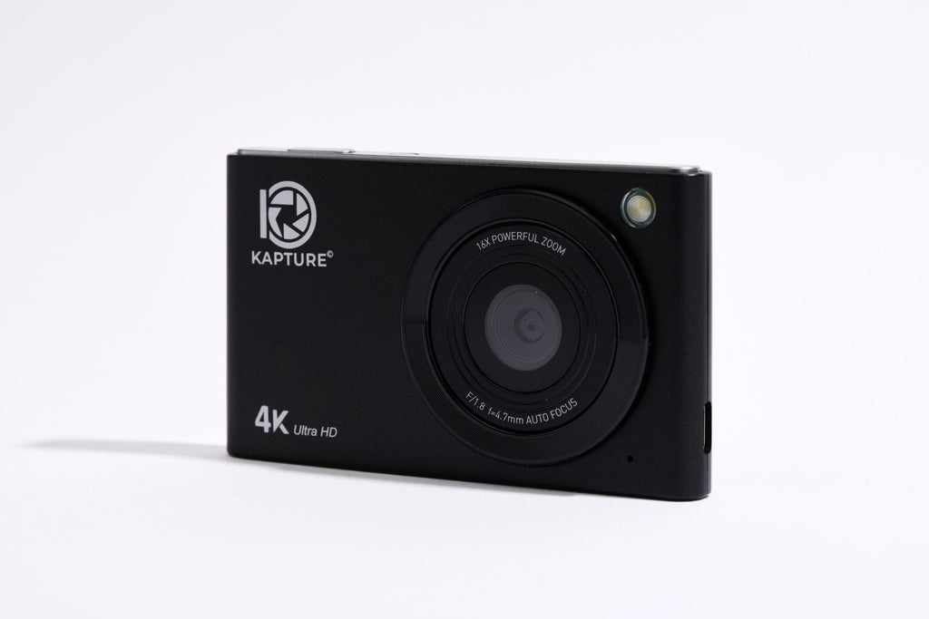 PiX Pocket Camera in Black, angled view
