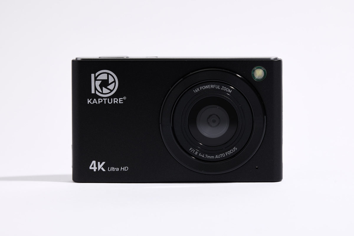 PiX Pocket Camera in Black, front view