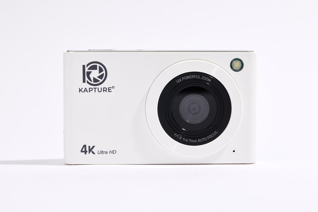 PiX Pocket Camera in White, front view