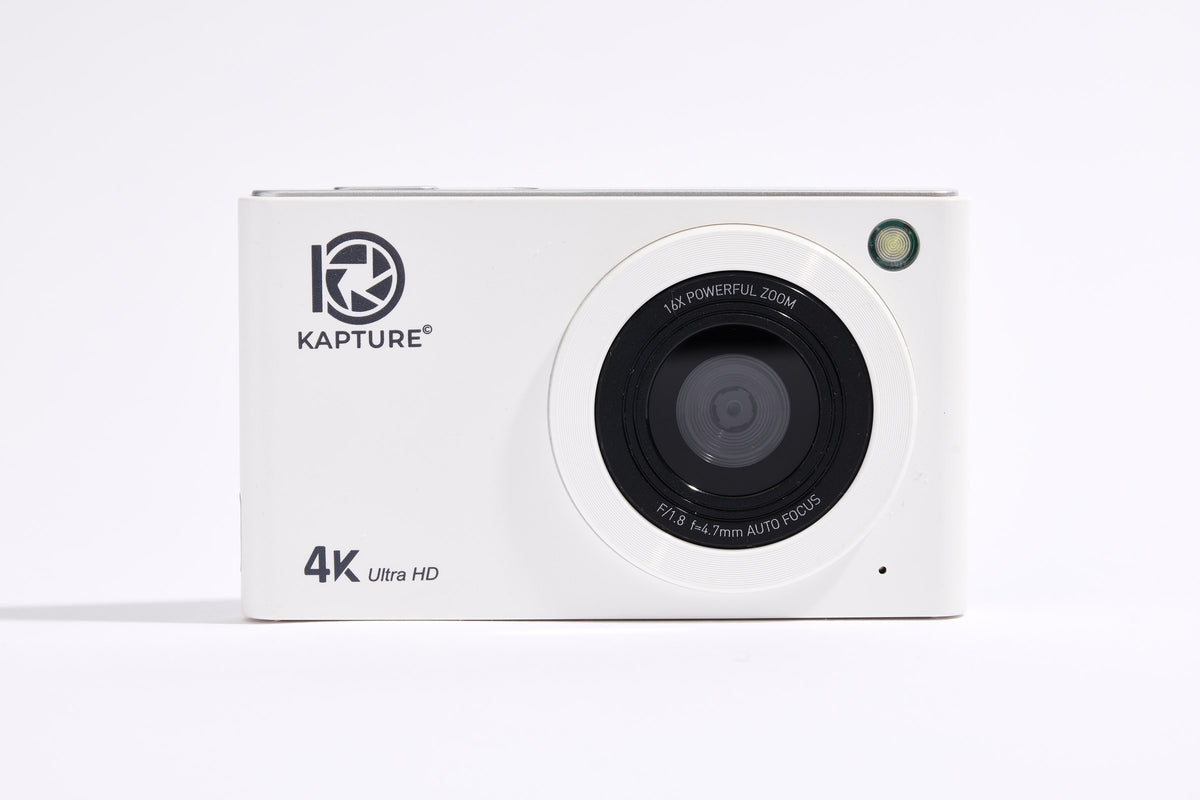 PiX Pocket Camera in White, front view
