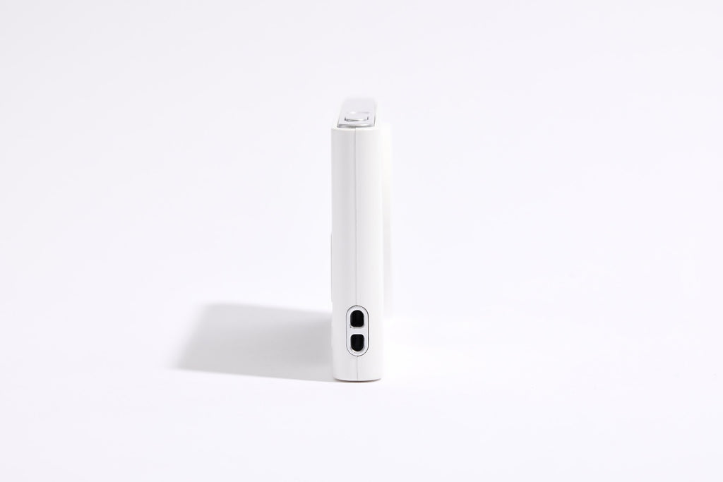 PiX Pocket Camera in White, side view with buttons