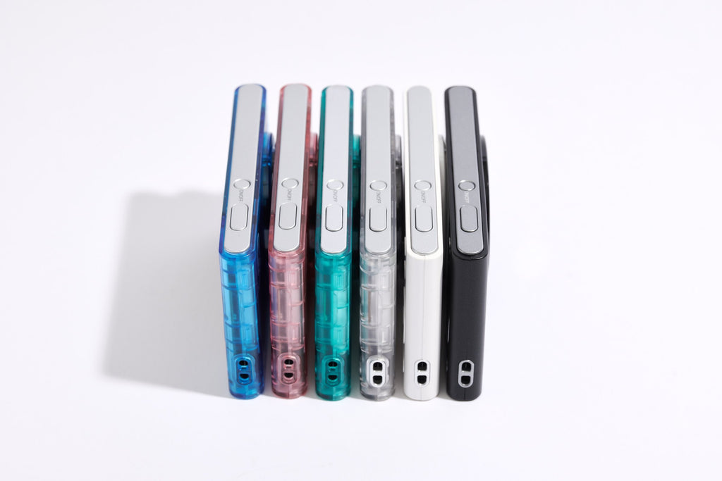 PiX in all six colors, side by side, showing how thin they are