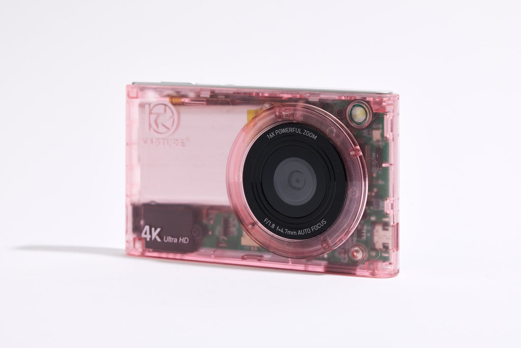 PiX Pocket Camera in Pink, angled view