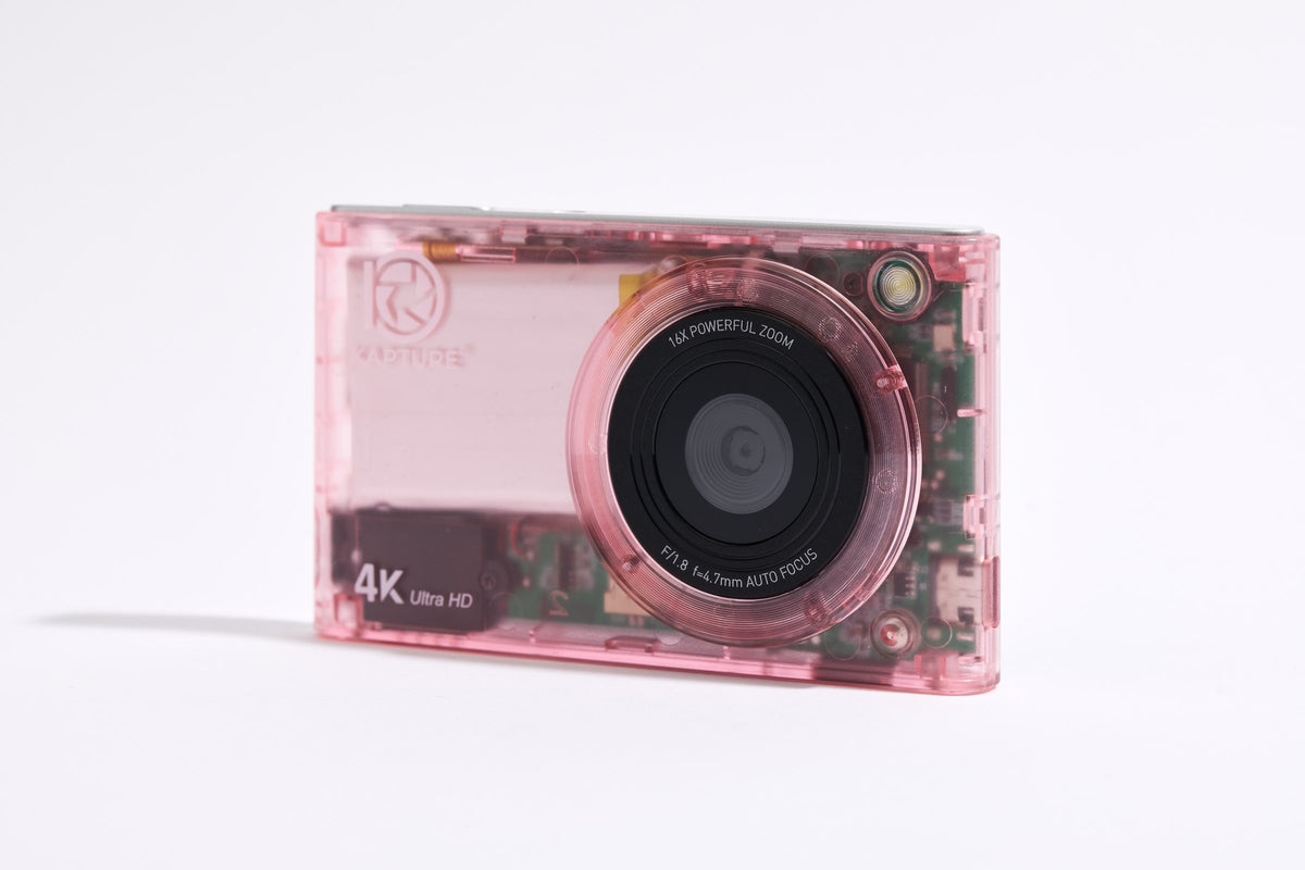 PiX Pocket Camera in Pink, angled view